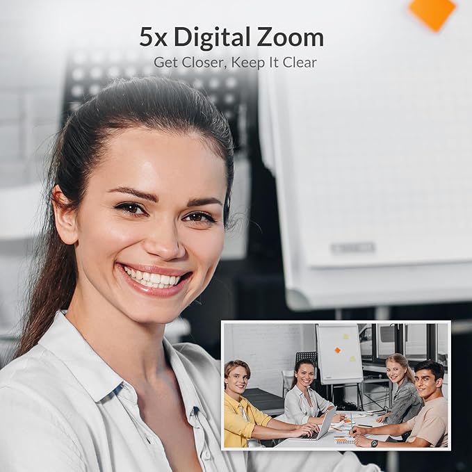 AV Access 4K Conference Room Camera - 1/1.8" CMOS, Gesture Control, Auto Framing, Presenter Tracking, Individuals Gallery, Dual Noise-Canceling Mics, Privacy Cover, 120° FOV, ePTZ 5X Zoom Webcam