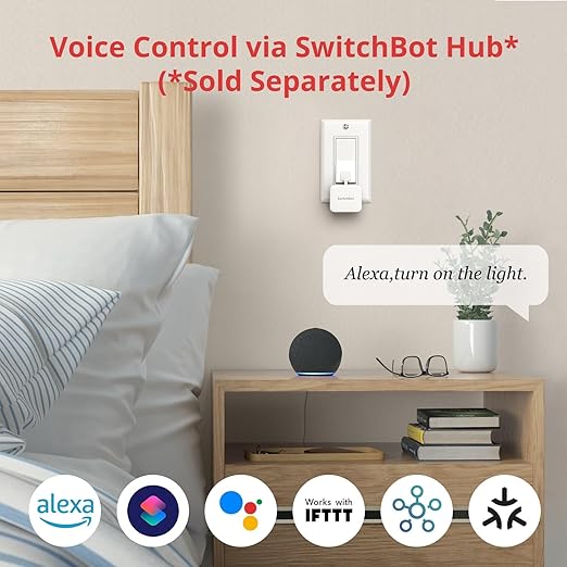 SwitchBot Smart Switch Button Pusher with Remote- Bluetooth Fingerbot for Rocker Switch/One-Way Button, Automatic Light Switch, Timer and APP Control, Works with Alexa When Paired with SwitchBot Hub