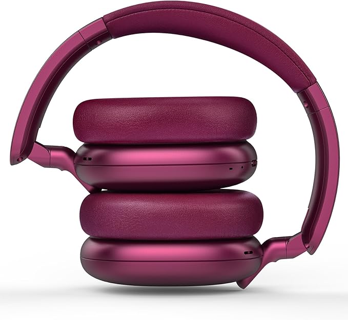 C6 Active Noise Cancelling Headphones, Wireless Over Ear Bluetooth Headphones, 60H Playtime, Lightweight Folding Deep Bass Comfort Fit Ear Cups Headset with Mic for iPad/Travel/PC/Home Red