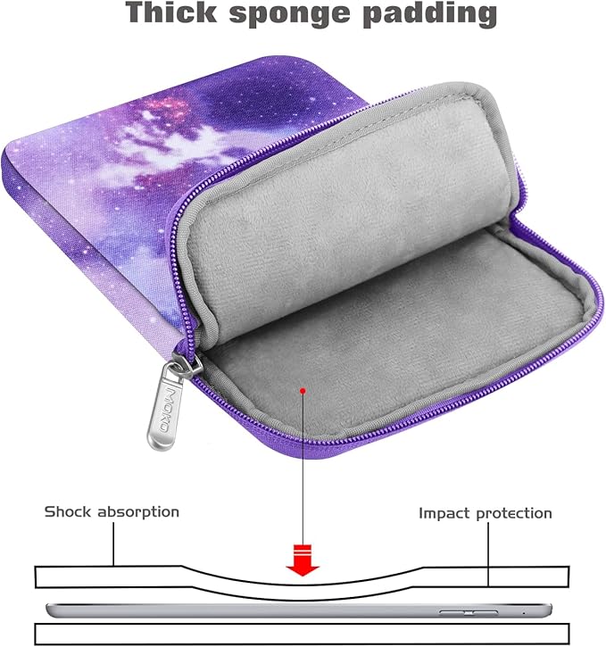 MoKo 9-11 Inch Tablet Sleeve Bag Carrying Case Fits iPad air 5 10.9" 2022, iPad Pro 11 M2 2022-2018, iPad 10th 10.9,iPad 9/8/7th Gen 10.2,iPad Air 4 10.9/Air 3 10.5,Tab S8/S9 11", Purple Starry Sky