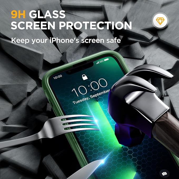 Miracase Magnetic for iPhone 13 Pro Max Case 6.7 inch, (Compatible with MagSafe) Upgrade Full-Body Clear Phone Bumper Case with Built-in 9H Tempered Glass Screen Protector, Magnetic Acacia Green
