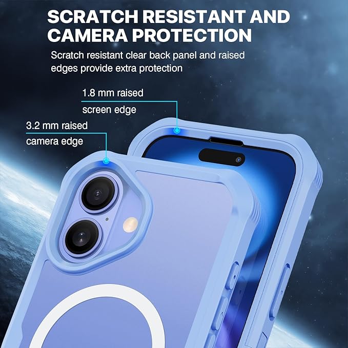 CENHUFO Magnetic Privacy for iPhone 16 Plus Case [Compatible with Magsafe] Full Body Phone Case Built-in 9H Tempered Glass Privacy Screen Protector and Camera Lens Cover, Shockproof Bumper - Blue