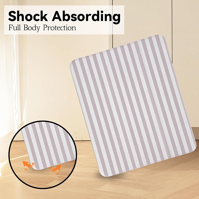 Lovmooful Compatible for iPad Pro 12.9-Inch 2022/2021/2020/2018 (6th/5th/4th/3rd Generation) Case with Pencil Holder Cute Striped with Aesthetic Design Soft TPU Trifold Stand Protective-Apricot