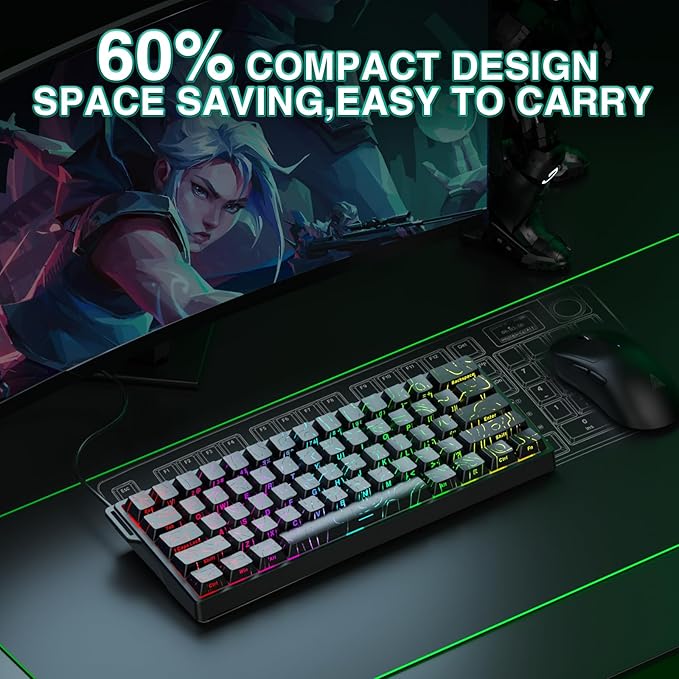 Aula WIN60 HE - 60% Mechanical Gaming Keyboard Wired, Hall Effect Magnetic Switch Hot Swappable, Adjustable Actuation RT Mode, 8000 Hz Polling Rate, RGB Keyboard 60 Percent Compact Design for PC