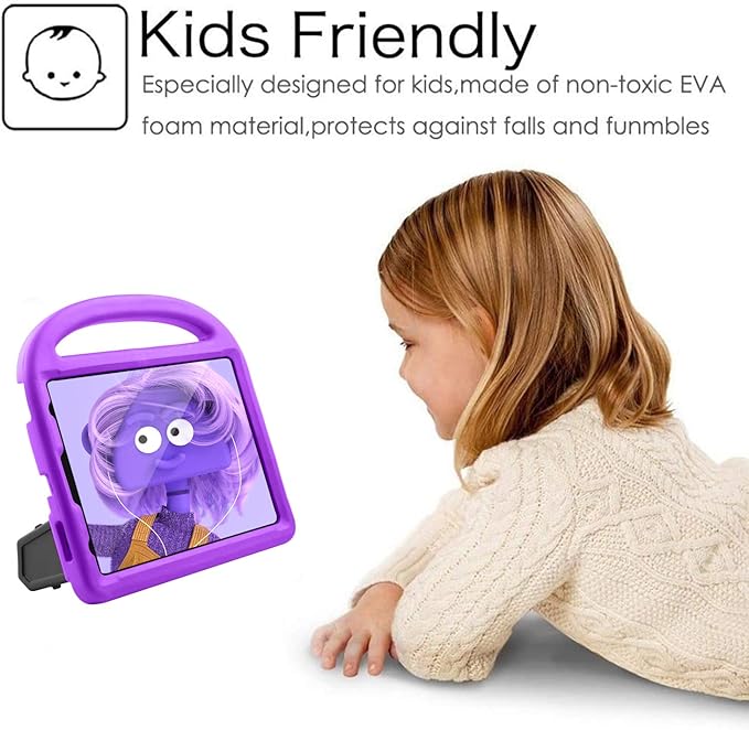 Kids Case for iPad Pro 11 2022/2021/2020 (4th/3rd/2nd Generation), Techcircle Child Shock Proof EVA Protective [Support Pencil Charging] Handle Stand Case for iPad Air 5/4 Gen 10.9" 2022/2020, Purple
