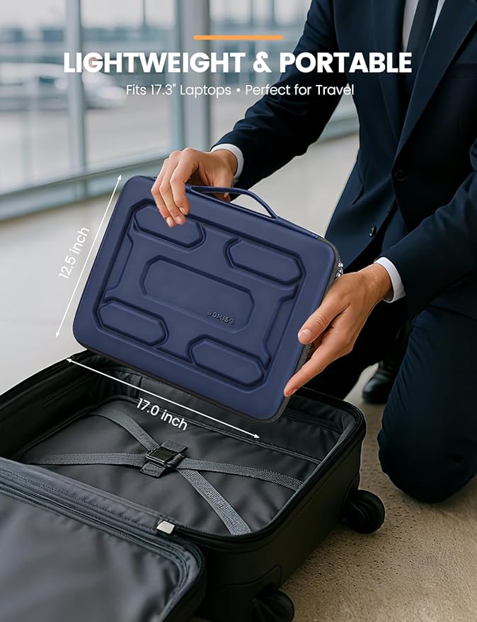 DOMISO 17 inch Laptop Sleeve with Handle Shockproof Waterproof EVA Protective Case for 17.3" ZBook Fury 17.3 G8/MSI GS73VR Stealth Pro/HP Envy 17/LG Gram 17"/ROG Strix GL702VS, Dark Blue