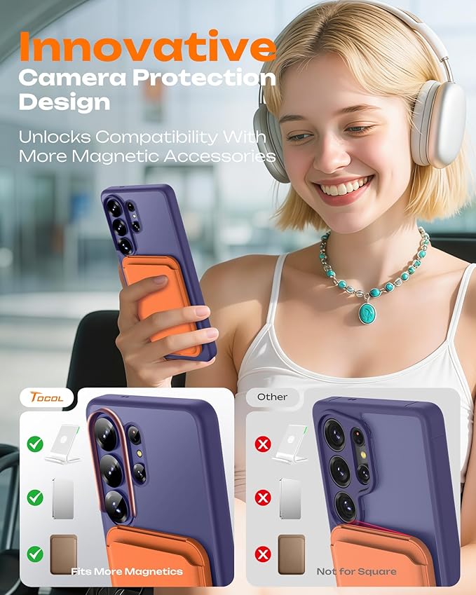 TOCOL for Samsung Galaxy S26 Ultra Case, Built-in Magnetic Ring, Drop Protection, Slim Translucent Matte Phone Case for Galaxy S26 Ultra 6.9 inch (Midnight Purple)