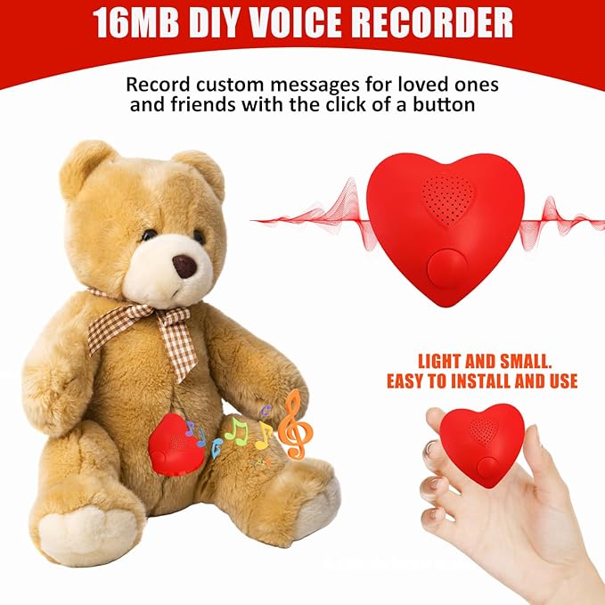16min Voice Recorder, USB Downloadable Sound Recorder Chips Module for Stuffed Animals, Mother's Day Valentine's Day Christmas Plush Toy,Manual DIY Creative Sound Presents for Boys, Girls-2P