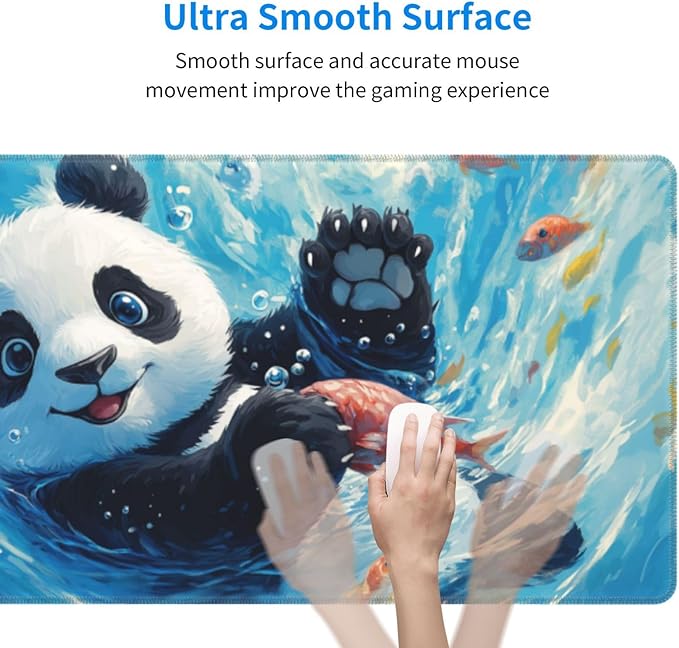 Cute Panda Mouse Pad XL Large Mousepad Non Slip Rubber Base Desk Mat for Laptop Computer Gaming 31.5" X 12"
