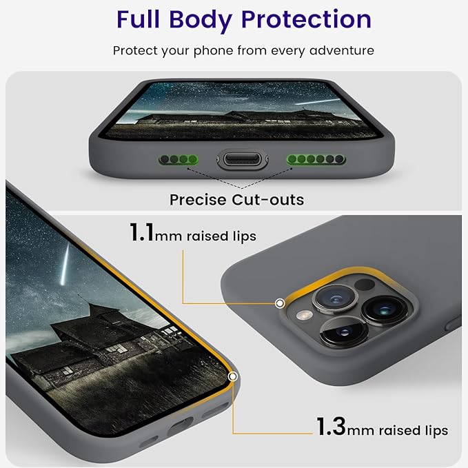 OTOFLY Designed for iPhone 15 Pro Case, Silicone Shockproof Slim Thin Phone Case for iPhone 15 Pro(6.1 inch), (Space Gray)