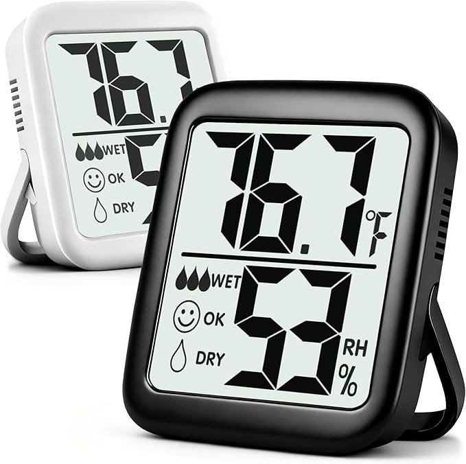 Antonki 2 Pack Room Thermometer for Home, Hygrometer Indoor Humidity Meter Gauge, Digital Temperature and Humidity Monitor Sensor for House, Terrarium, Incubator, Greenhouse - Battery Included