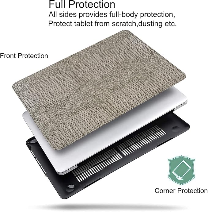 DTangLsm for Crocodile MacBook Pro 14 inch Case M5 2026-2021 M4 M3 M2 M1 A3426 A3427 A3434 A3112 A3185 A3401 A2918 A2992 A2779 A2442, Alligator Skin Textured Leather Hard Case+Keyboard Cover, Silver