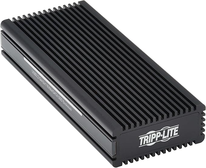 Tripp Lite External SSD Storage Enclosure with USB-C Cable for PC Gaming, M.2 NVMe & SATA SSD, 10 Gbps Data Transfer - Windows, macOS & Linux - No Software Required, 1-Year Warranty (U457-1M2-NVME-L)
