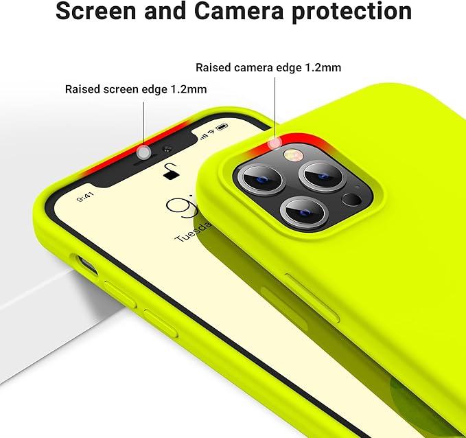 OTOFLY for iPhone 12 Pro Max Case, Military-Grade Protection, Shockproof Silicone, Anti-Fingerprint & Anti-Slip, Phone Case for iPhone 12 Pro Max, Fluorescent Yellow