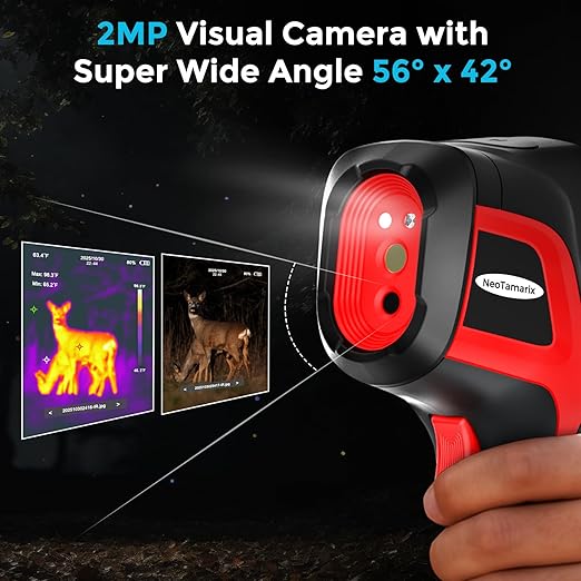 Handheld Thermal Imaging Camera with 2MP Visual Camera, 512x384 Super Resolution, NeoTamarix Thermal Camera 256x192 IR Resolution with 32GB SD Card, Video Recording & PC 2D/3D Analysis Supported