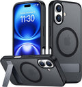 SPIDERCASE Magnetic for iPhone 16 Case,with [3 Stand Ways] [Military Grade Drop Protection] with Invisible Stand Shockproof Slim Phone Case for iPhone 16 6.1'',Black