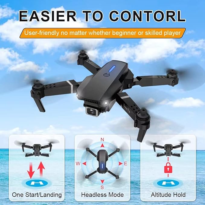 Mini Drone with Camera for Adults - Christmas Toy Gift for Beginner Age 15 Years Old - RC Quadcopter Multirotors | Foldable UAV | WiFi HD FPV Live Video | One Key Take Off/Land | Altitude Hold | Headless Mode | 360° Flip | Carrying Case (INSFEEL+ Black)