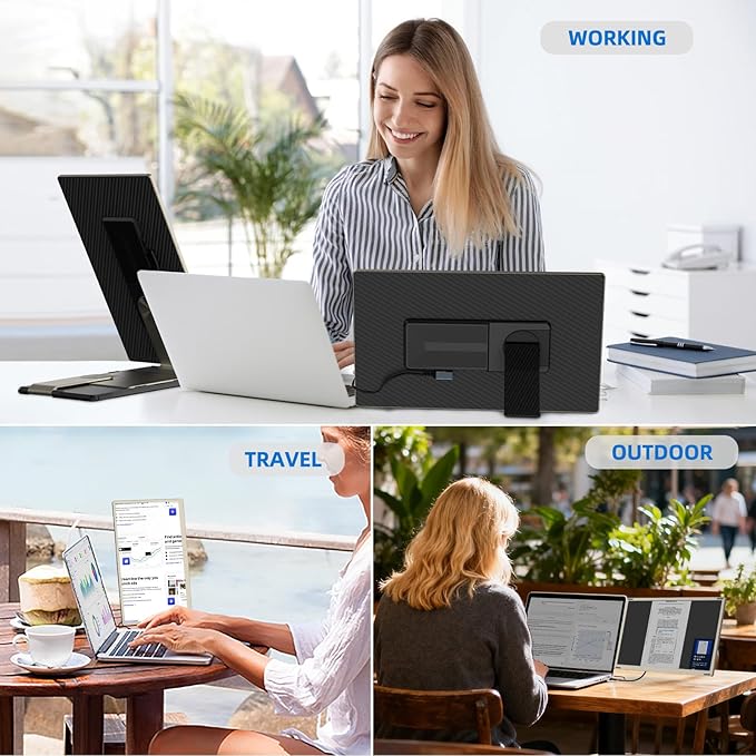 Laptop Screen Extender - 15.6'' 1080P Monitor Extender Detachable Screen Triple Monitor for Laptop 13"-17.3" Compatible with Mac/Windows