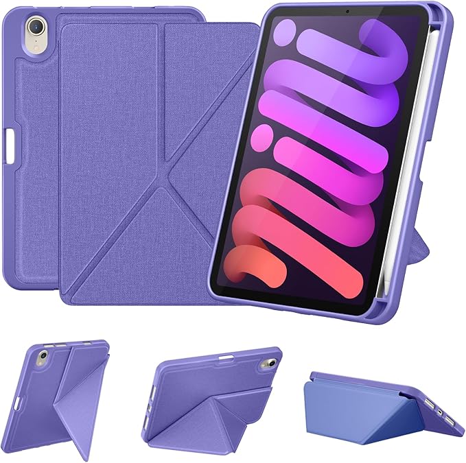 DTTO Case for iPad mini 7 (A17 Pro) 2024 / iPad mini 6 2021 8.3 inch with Pencil Holder, Multi-Angle Magnetic Standing Cover for iPad mini 7th/6th Generation [Auto Wake/Sleep], Purple