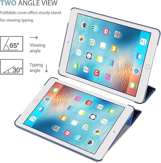 ProCase Smart Case for iPad Pro 9.7 Inch 2016, Ultra Slim Lightweight Stand Smart Case Shell with Translucent Frosted Back Cover for iPad Pro 9.7 Inch (A1673 A1674 A1675) -Darkblue