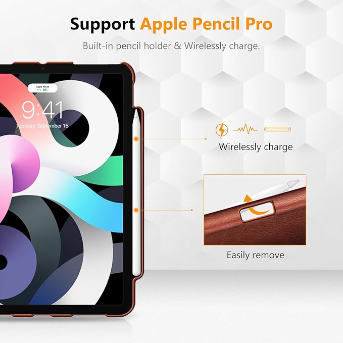 Fintie Rotating Case for iPad Air 11-inch M4/M3/M2 (2026/2025/2024), iPad Air 5th (2022) / 4th Generation 10.9 Inch - 360 Degree Rotating Protective Stand Cover with Pencil Holder, Brown