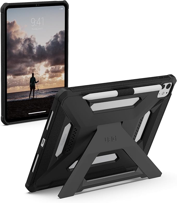 URBAN ARMOR GEAR UAG Designed for iPad Pro 11" 6th Gen 2025 M5, 5th Gen 2024 M4 Case A3357 A3358 A3359 - Rugged Protective Cover with Kickstand and Pencil Holder Scout Plus Black
