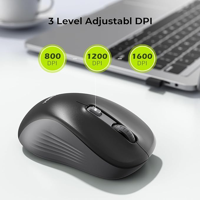 seenda Bluetooth Wireless Mouse, Bluetooth & 2.4G USB Dual Mode, Quiet Clicks, 1600 DPI Smooth Tracking, Ergonomic Design, 24-Months Battery Life, Portable Mouse for Laptop/Mac/Ipad/PC/Tablet-Black