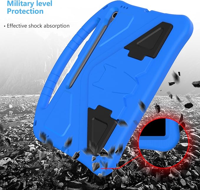 Kids Case for Samsung Galaxy Tab S10 FE+ (Plus) 13.1" 2025, Techcircle Light Weight Shock Proof EVA Foam Handle Rugged Stand Protective Cover, Blue