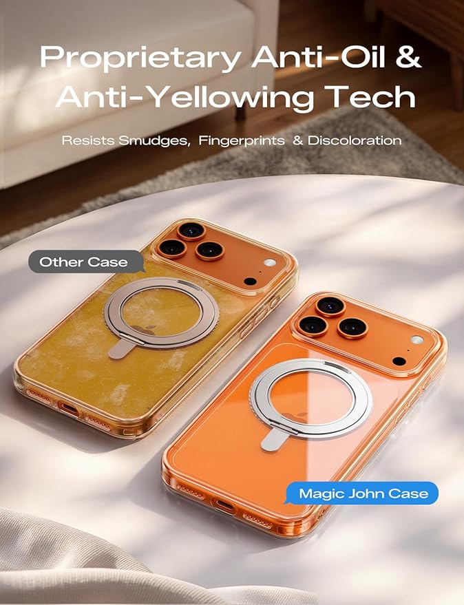 MAGIC JOHN for iPhone 17 Pro Case [Camera Control Button] [Compatible with MagSafe] Scratch-Resistant Cover, Military-Grade Shockproof, Magnetic Phone Case for iPhone 17 Pro, Clear