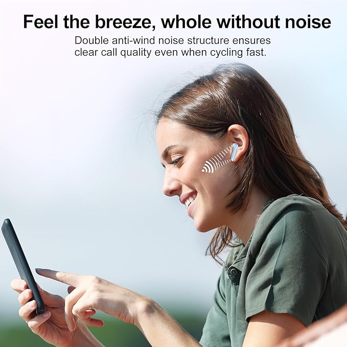 Wireless Earbuds, Bluetooth 5.4 Headphones HiFi Stereo, Bluetooth Earbuds with ENC Noise Cancelling Mic, 36H LED Display Ear Buds, IPX7 in Ear Earphones for Phone Tablet Laptop Sports, Hellblau