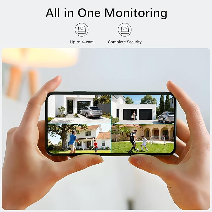 Solar Security Cameras Wireless Outdoor,2 Cam-Kit,Solar-Powered,No Subscription,Home Security Cameras System with 4MP Color Night Vision,Auto Tracking,Spotlight & Siren,64GB Memory Card, 2.4 & 5G WiFi