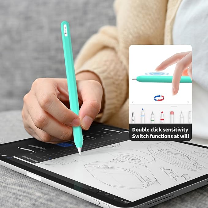Silicone Pencil Case Compatible with Apple Pencil 2nd Generation Apple Pencil Pro Silicone Cover Sleeve for Ipad Pencil 2 Protective Cover for Apple Pen Accessories (Mint)