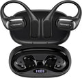 TECKNET Open Ear Headphones, Over the Ear Earbuds with Bluetooth 6.0, Smart Digital Display, 40H Playtime, IPX5 Waterproof, USB-C Fast Charging, Touch Control for Travel, Cycling, Running, Black