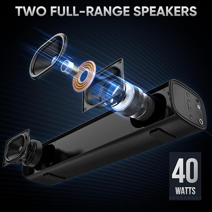 Sound Bars for Smart TV with Wired Subwoofer, 2.1 Deep Bass Small Soundbar Home Theater Surround System Speaker with 4 Inch Subwoofer, Bluetooth/Optical/AUX Connection, Compact Soundbar for TV