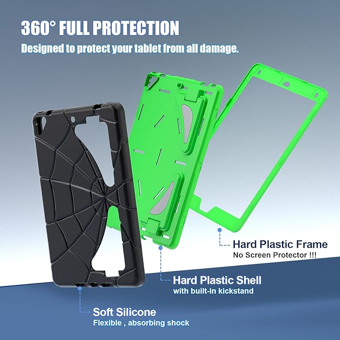 AKABEILA Compatible with Apple iPad 9.7 5th/6th(2017/2018)/iPad Air 2/iPad Pro 9.7 Tablet Case，Lightweight Shockproof Rugged Protective Cover with Kickstand for Kids Children Boys Babies Dark Green