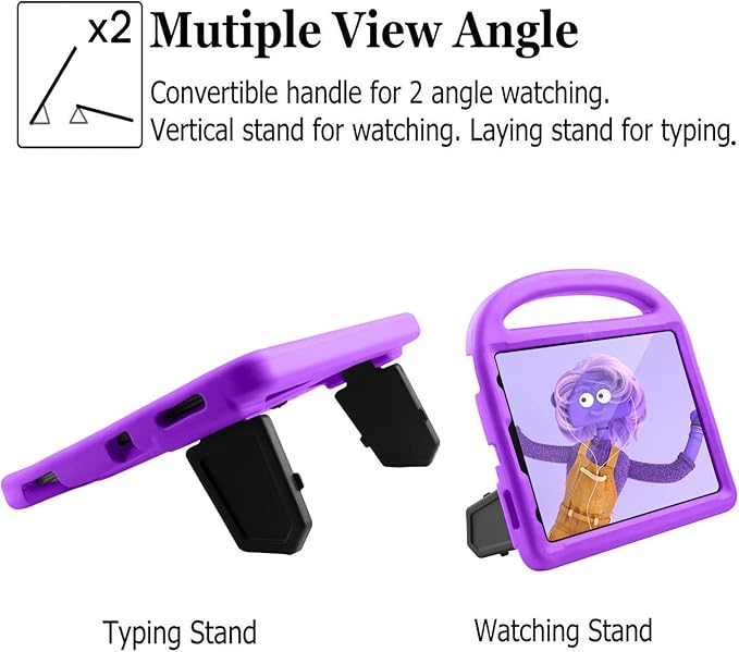 Kids Case for iPad Pro 11 2022/2021/2020 (4th/3rd/2nd Generation), Techcircle Child Shock Proof EVA Protective [Support Pencil Charging] Handle Stand Case for iPad Air 5/4 Gen 10.9" 2022/2020, Purple