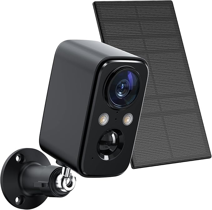FOAOOD Security Camera Wireless Outdoor with Solar Panel Cameras for Home Security, Indoor Camera with Color Night Vision, PIR Human Detection, 2-Way Talk, IP66 Waterproof, SD Card/Cloud Storage