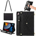 Handbag Case for iPad 7th/8th/9th Genertaion, iPad Air 3 2019/Pro 10.5 Inch Cover, Elegant Crossbody Folio Stand Wallet Case w/Pen Holder, Card Slots, Hand Strap, Shoulder Strap, Black