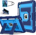 Kids Friendly Case for iPad A16 11th Generation 11 Inch 2025 / iPad 10th Generation 10.9" 2022 Case with Pencil Holder & Shoulder Strap, Hybrid iPad 11 10 Cover Rugged Shockproof Kickstand,Blue