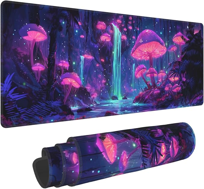 Mushroom Mouse Pad Extended Large Gaming Mouse Pad XL Stitched Edges for Gamer Home Office 31.5 X 11.8 Inch