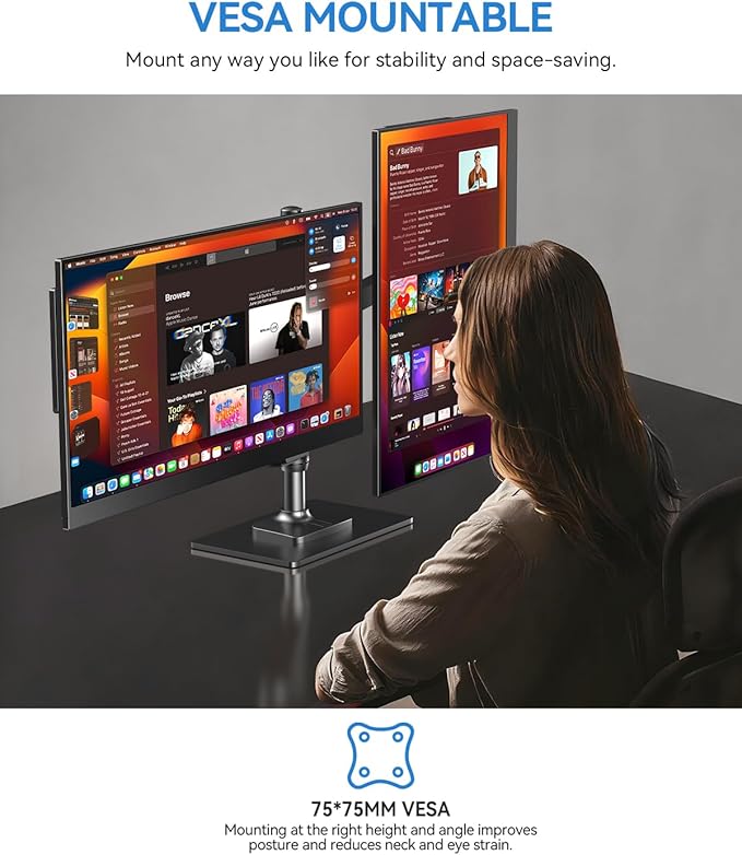 UPERFECT 17.5" Portable Monitor 1920×1200 FHD 16:10 IPS 125% sRGB 400 nits USB-C & HDMI Laptop Extender with 180° Adjustable Stand, Travel Second Screen for MacBook, PC, Phone & Gaming