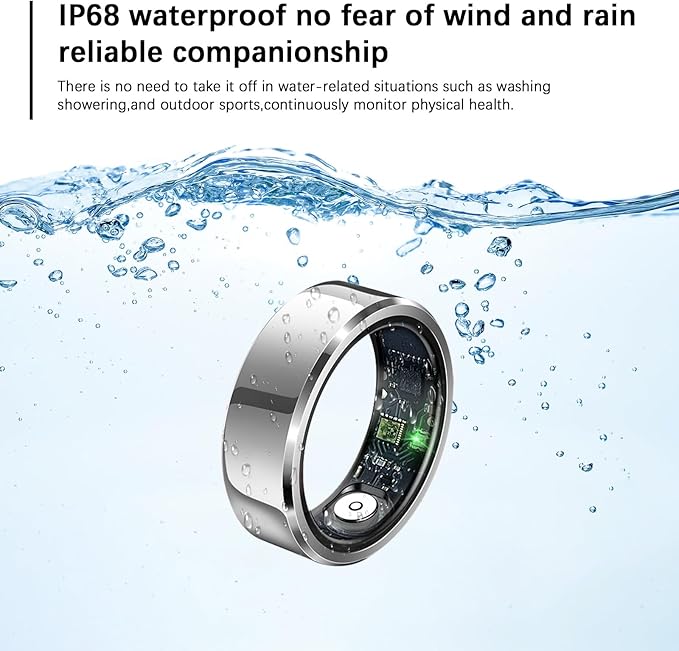 Ultra-Thin Smart Health Tracker Ring with Heart Rate & Sleep Monitoring | Fitness Activity Tracker for Steps/Calories | 7-Day Battery Life | Compatible with iOS/Android (Unisex Design) (10)