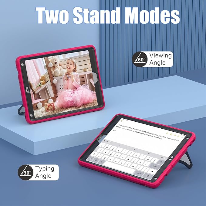 AKABEILA Compatible with Apple iPad 9.7 5th/6th(2017/2018)/Air 2/Pro 9.7 Tablet Case，Lightweight Shockproof Rugged Protective Cover with Kickstand for Kids Children Boys Babies Strawberry Black