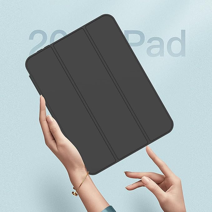 iMieet iPad mini 7 Case 2024 (A17 Pro), iPad mini 6 Case (8.3-Inch,2021 Model), iPad mini 7th/6th Generation Case with Pencil Holder, Trifold Stand Smart Case with Soft TPU Back,Black