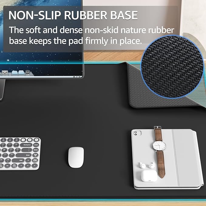 KTRIO Oversized Gaming Mouse Pad Desk Mat, Micro-Weave Cloth for Precise Control, Non-Slip Rubber Base, Stitched Edges, Water-Resistant, Full Desk Coverage for Gamer, Office & Home, 47.3 x 23.6 in