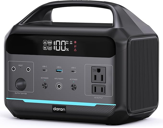 Portable Power Station 500W (Surge 1000W), 299Wh LiFePO4 Power Bank with AC Outlet, 1.2hrs Fast Charging, Solar Generator with 8 Output Ports for Camping, RV Travel, CPAP, Emergency