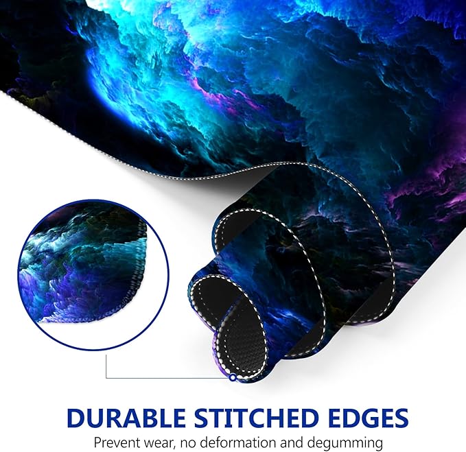 AIMSA Extended Gaming Mouse Pad Desk Mat, Large Mousepad with Stitched Edges (35x15.7 in), Keyboard Mouse Mat Stable Rubber Base Desk Pad for Work, Game - Gorgeous Nebula Galaxy