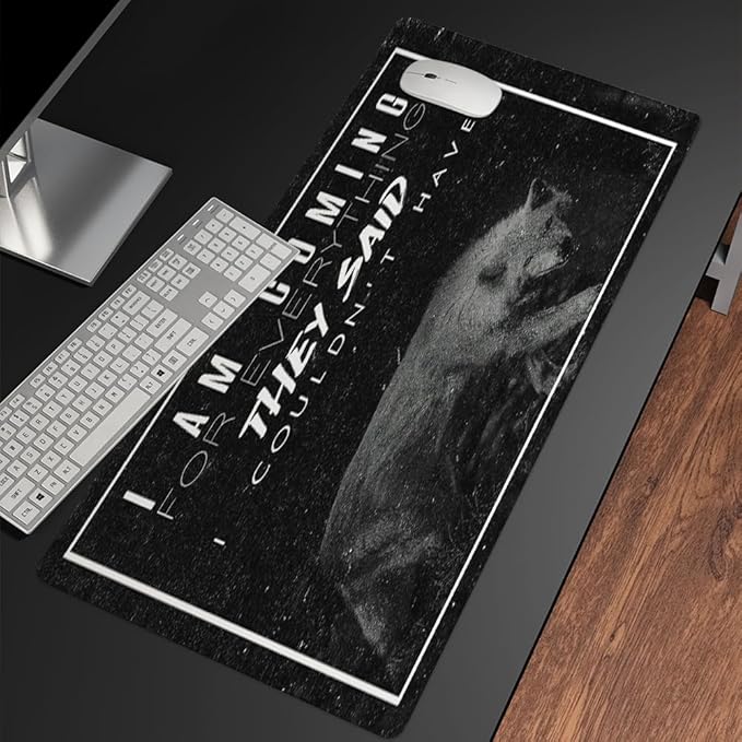 Inspirational Quote Mouse Pad for Guys,Black Large Mouse Pad for Mens Lion Animal Keyboard Pad Extended Gaming Pad for Desk Non-Slip Rubber Base Gaming Mouse Mat for Office Home 31.5"x15.7"