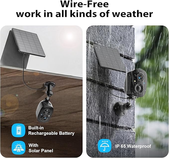 Security Cameras Wireless Outdoor 2K Solar Powered WiFi Cameras for Home Security,AI Motion Detection,Siren Alarm,Spotlight Color Night Vision,2-Way Audio,SD/Cloud Storage