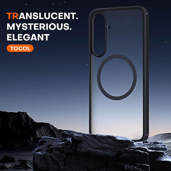 TOCOL Magnetic for Samsung Galaxy S24 FE Case, [15FT Military Grade Protection] [Compatible for Mag-Safe] Translucent Matte Hard Back for Galaxy S24 FE 6.7 Inch, Magnetic-Black | Magnetic, Translucent, Matte, Hard Back